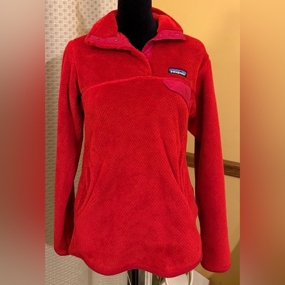 Patagonia Re-Tool Snap T Red Plush Fleece Pullover - Picture 3 of 8
